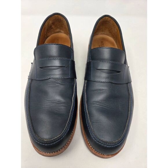 ADELANTE SHOE CO. LUCA PENNY LOAFERS BLUE LEATHER MENS SIZE 11 E WIDE